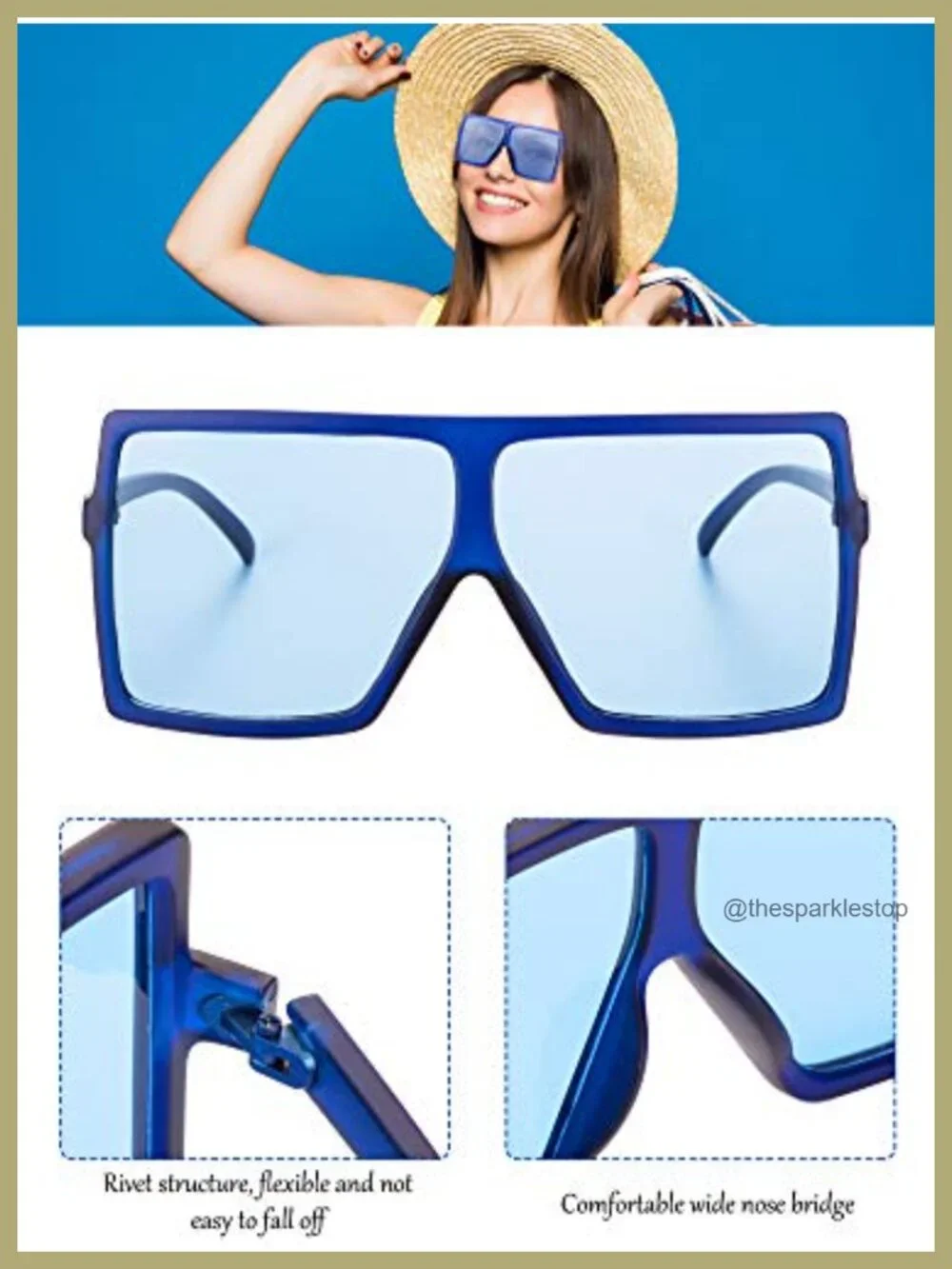 9 Pairs Oversized Square Sunglasses Flat Top Big Shades Retro Vintage Wide